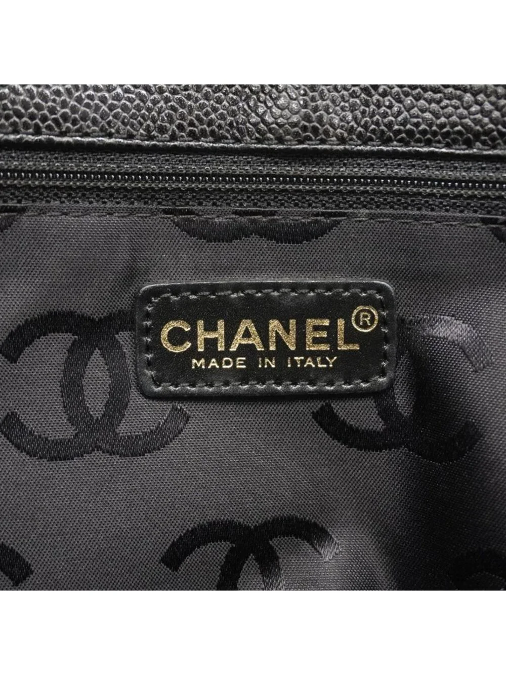 Chanel Tote Bag Caviar Leather Black Gold